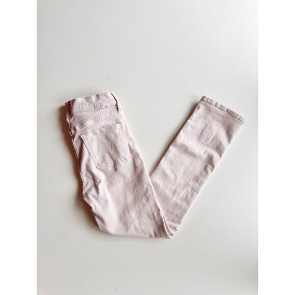 MOTHER The Dazzler Hover Pale Peach Pink High Rise Skinny Jeans, Size 27 - Picture 5 of 16